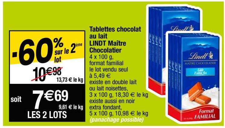 tablettes chocolat au lait lindt maître chocolatier