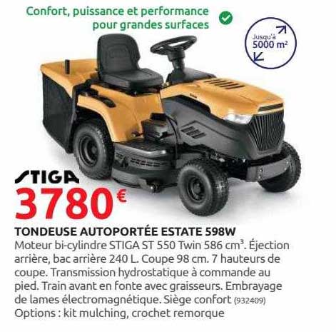 tondeuse autoportée estate 598w stiga