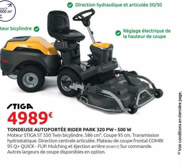 tondeuse autoportée rider park 320 pw - 500 w stiga