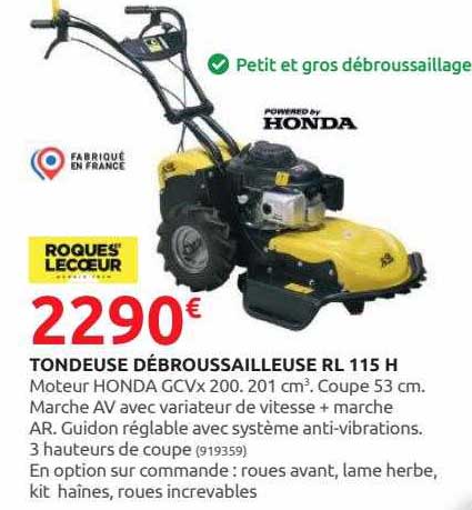 tondeuse débroussailleuse rl 115 h roques lecceur