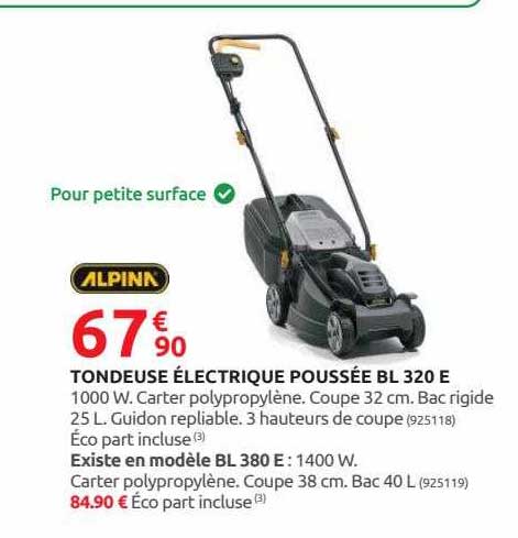 tondeuse électrique poussée bl 320 e alpina