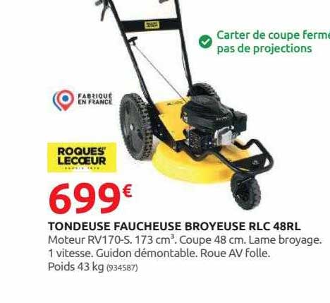 tondeuse faucheuse broyeuse rlc 48rl roques lecceur