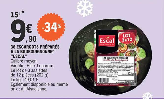 36 escargots préparés à la bourguignonne "escal"