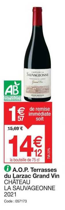 a.o.p. terrasses du larzac grand vin château la sauvageonne 2021