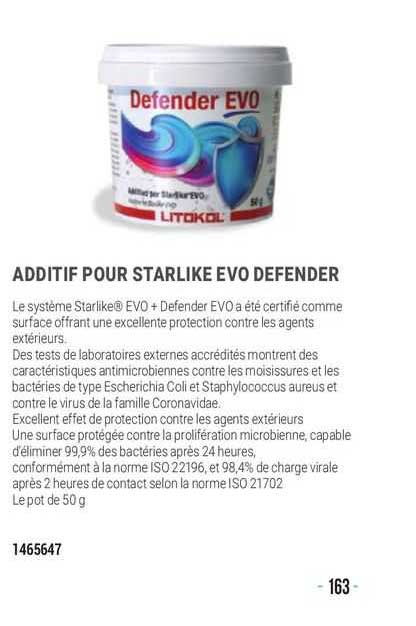 additif pour starlike evo defender