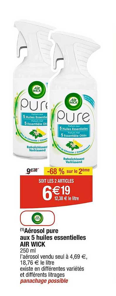 aérosol pure aux 5 huiles essentielles air wick