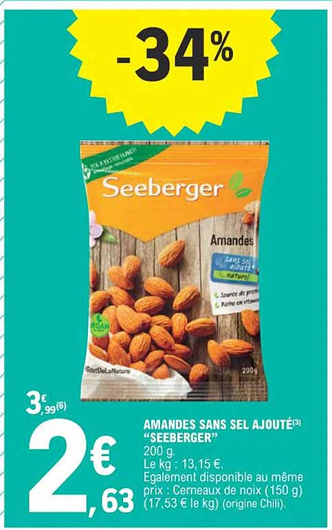 amandes sans sel ajouté "seeberger"