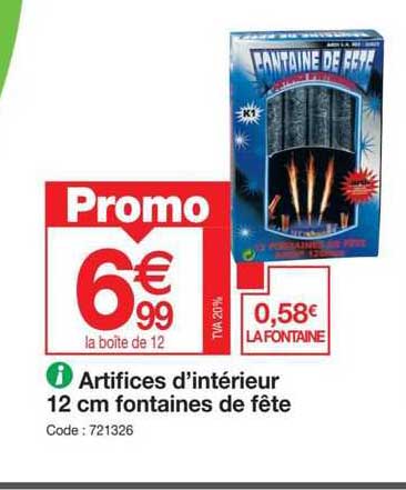 artifices d'intérieur 12 cm fontaines de fête