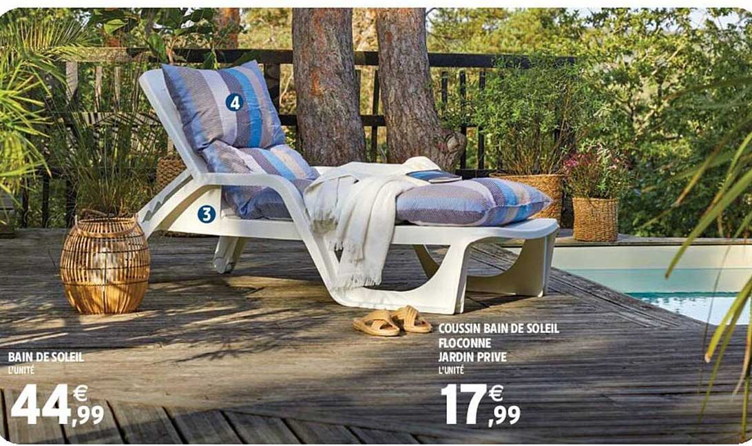 bain de soleil, coussin bain de soleil floconne jardin privé