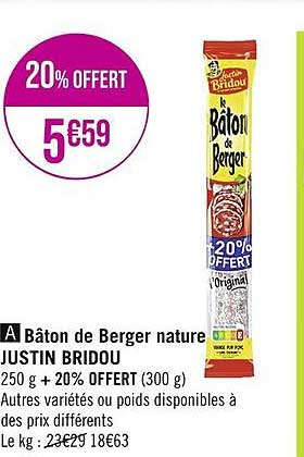 bâton de berger nature justin bridou