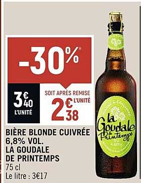 bière blonde cuivrée 6,8% vol. la goudale de printemps