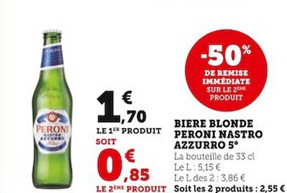 bière blonde peroni nastro azzurro 5°