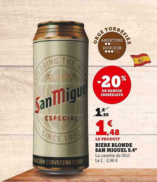 bière blonde san miguel 5.4°