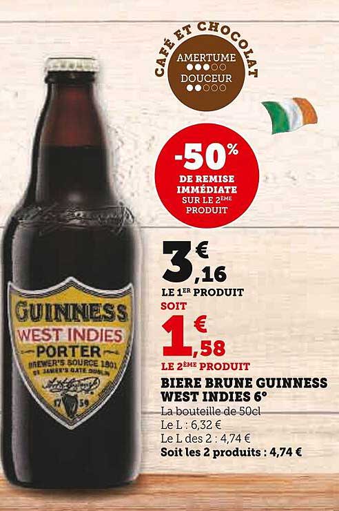 bière brune guinness west indies 6°