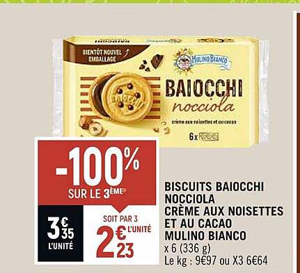 biscuits baiocchi nocciola crème aux noisettes et au cacao mulino bianco