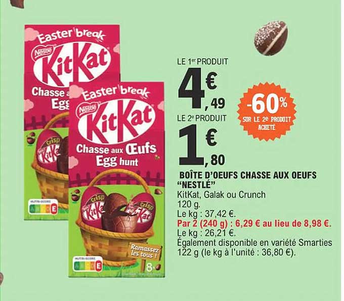 boîte d'œufs chasse aux œufs "nestlé"