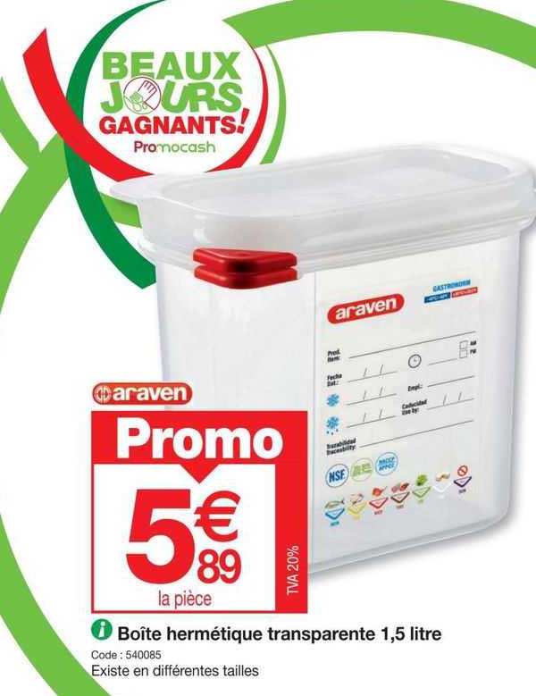 boîte hermétique transparente 1,5 litre araven