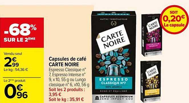 Capsules De Café Carte Noire