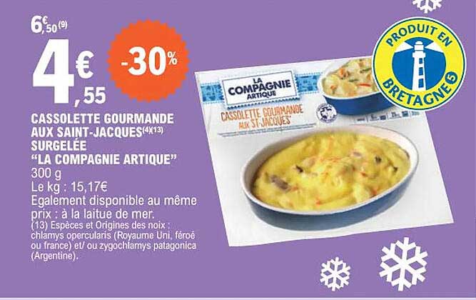 cassolette gourmande aux saint-jacques surgelée "la compagnie artique"