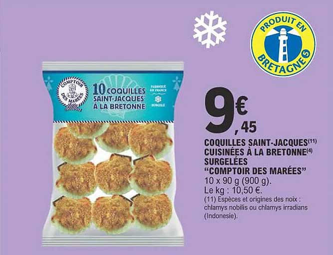 coquilles saint-jacques cuisinées à la bretonne surgelées "comptoir des marées"