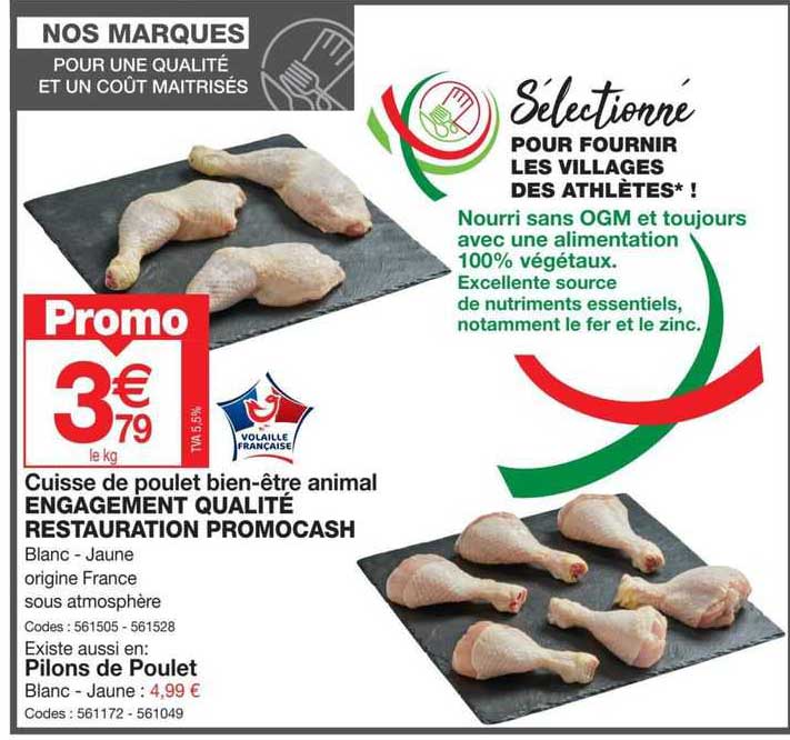 cuisse de poulet bien-être animal engagement qualité restauration promocach, pilons de poulet