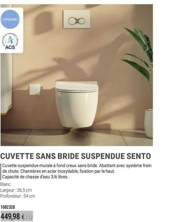 cuvette sans bride suspendue sento