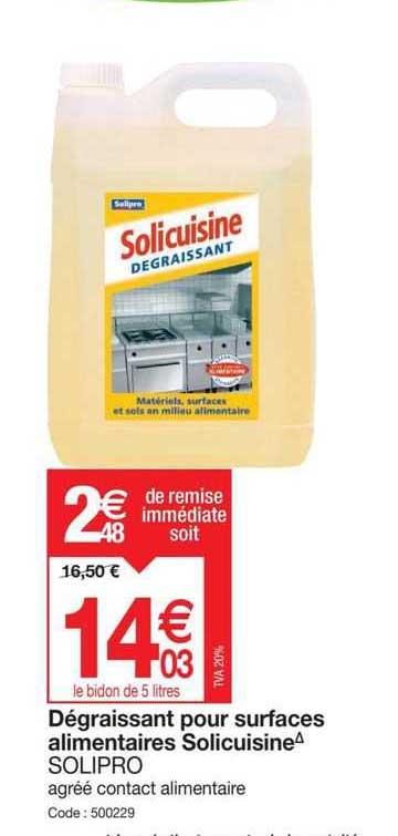 dégraissant pour surfaces alimentaires solicuisine solipro