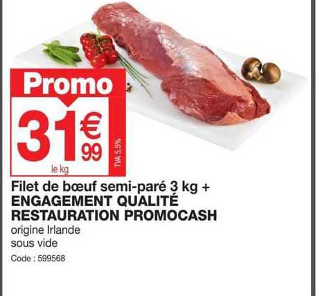 Filet De Bœuf Semi-paré 3 Kg + Engagement Qualité Restauration Promocash