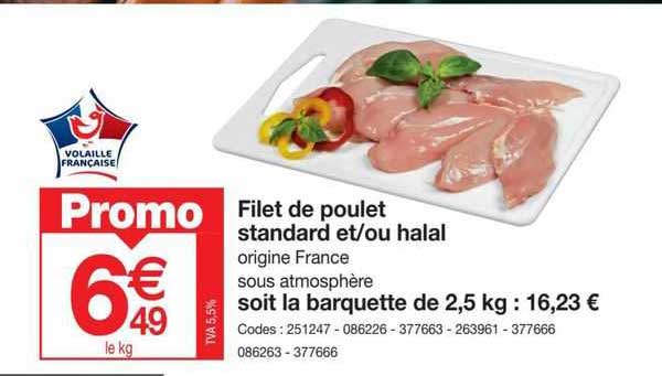 filet de poulet standard et/ou halal