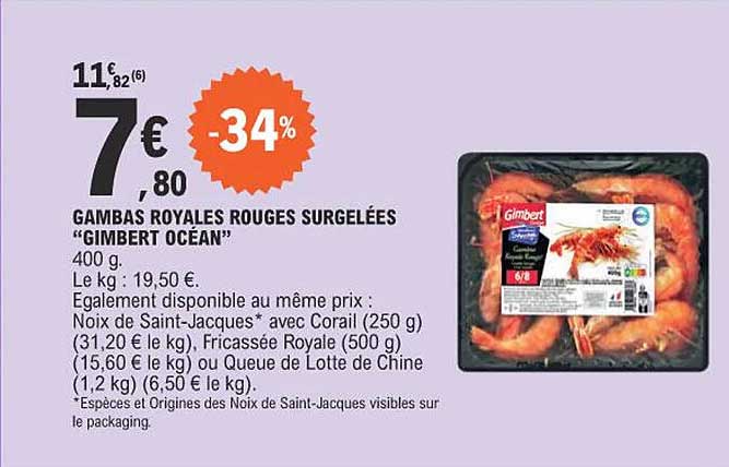 gambas royale rouges surgelées "gimbert océan"