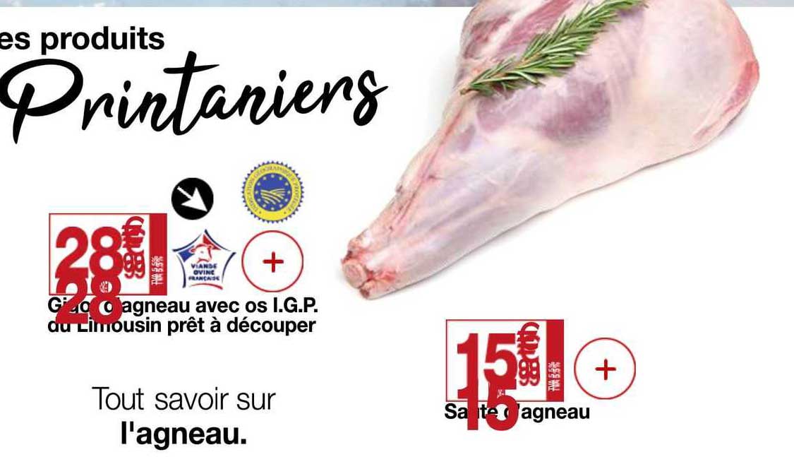 gigo d'agneau avec os i.g.p. du limousin prêt à découper