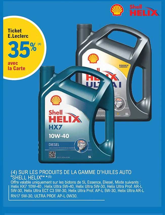la gamme d'huiles auto "shell helix"