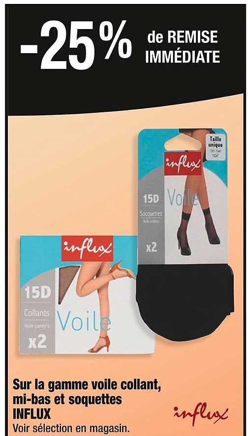 la gamme voile collant, mi-bas et socquettes influx