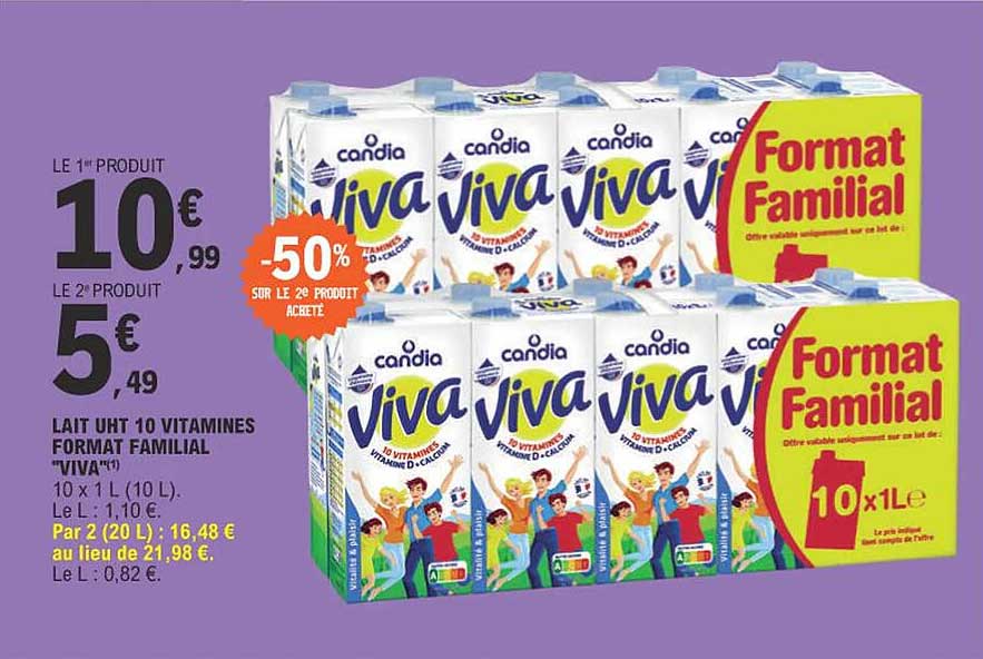 lait uht 10 vitamines format familial "viva"