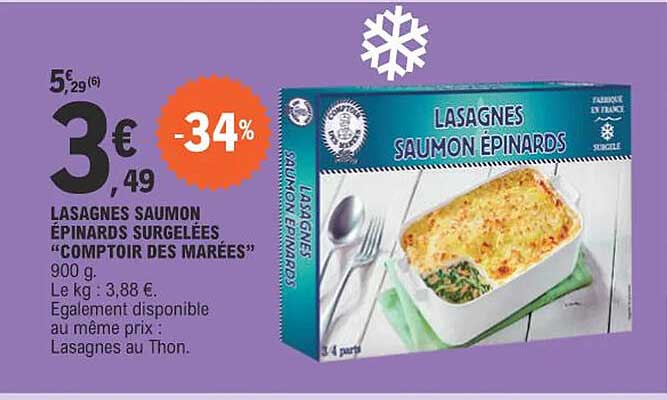 lasagnes saumon épinards surgelées "comptoir des marées"