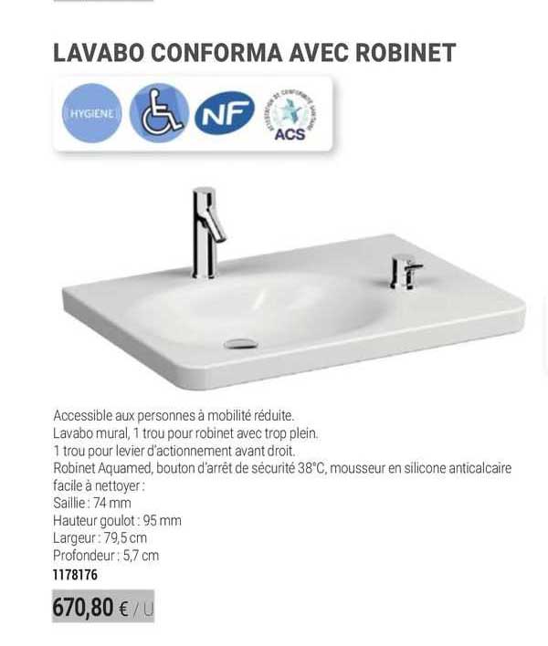 lavabo conforma avec robinet