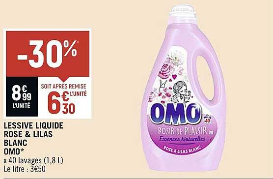 Lessive Liquide Rose & Lilas Blanc Omo