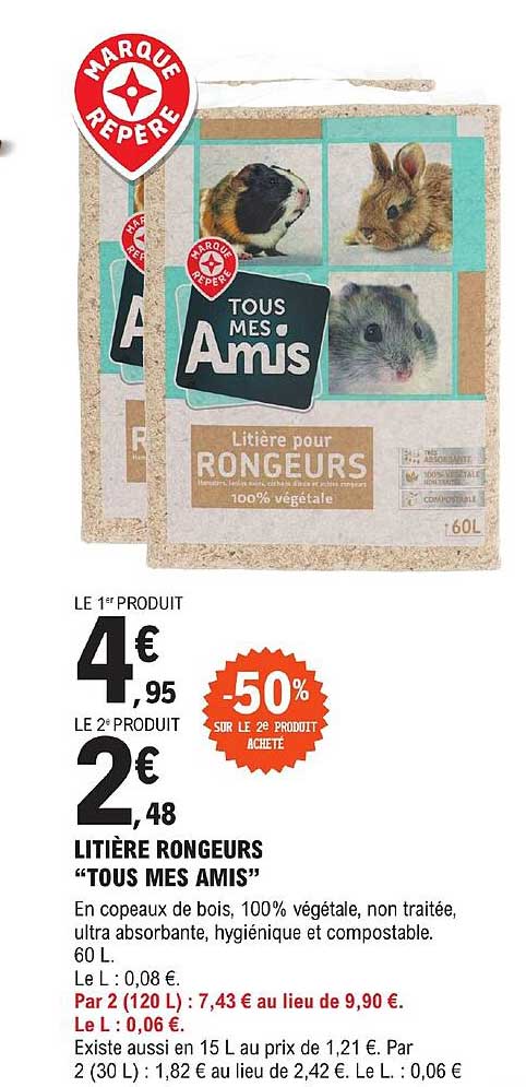 litière rongeurs "tous mes amis"