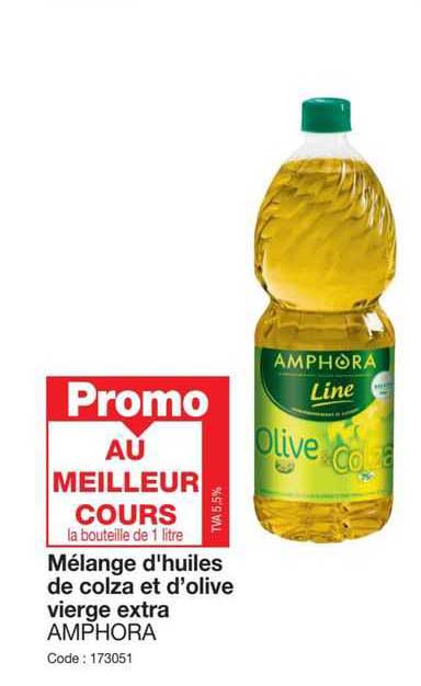 mélange d'huiles de colza et d'olives vierge extra amphora