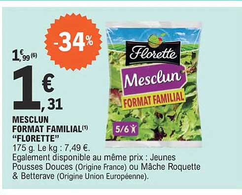 mesclun format familial "florette"
