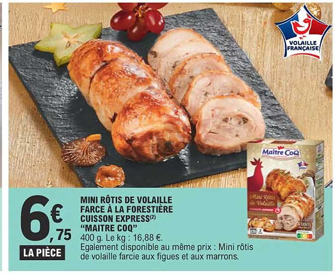 mini rôtis de volaille farce à la forestière cuisson express "maitre coq"