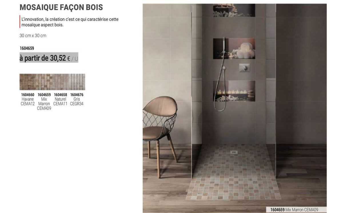 mosaique façon bois mix marron cema09