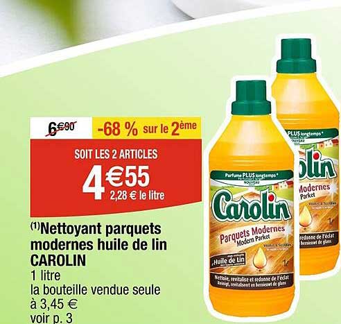 nettoyant parquets modernes huile de lin carolin