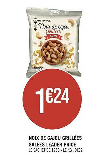 noix de cajou grillées salées leader price