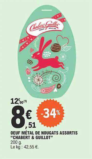 oeuf métal de nougats assortis "chabert & guillot"