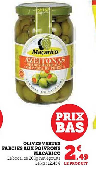 olives vertes farcies aux poivrons macarico