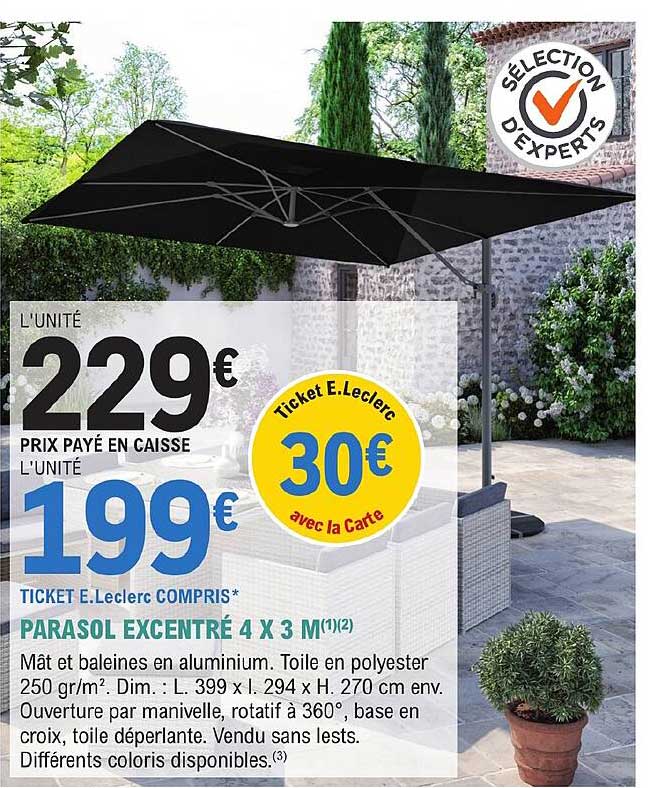 parasol excentré 4 x 3 m