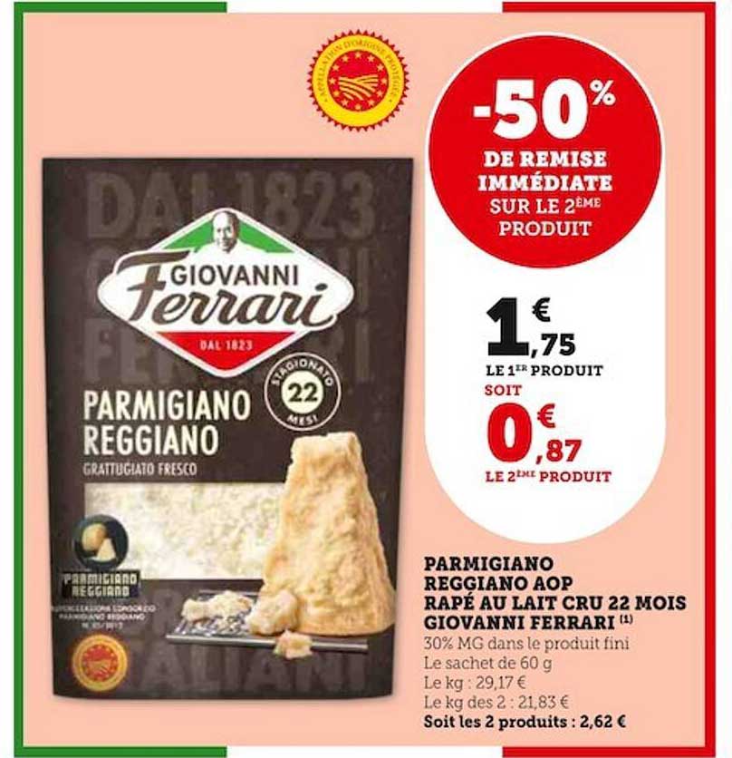 parmigiano reggiano aop râpé au lait cru 22 mois giovanni ferrari