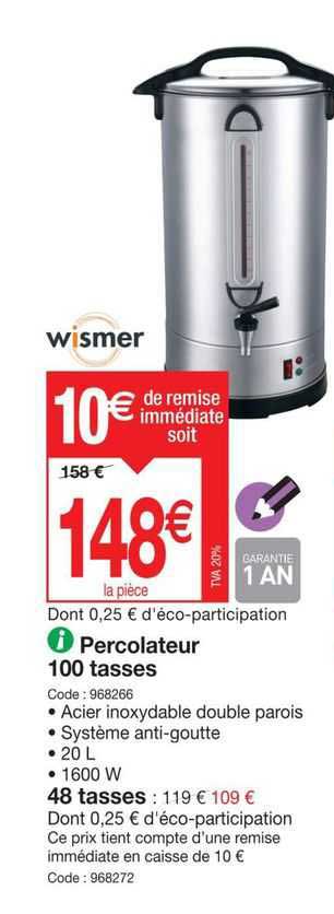 Percolateur 100 Tasses, 48 Tasses