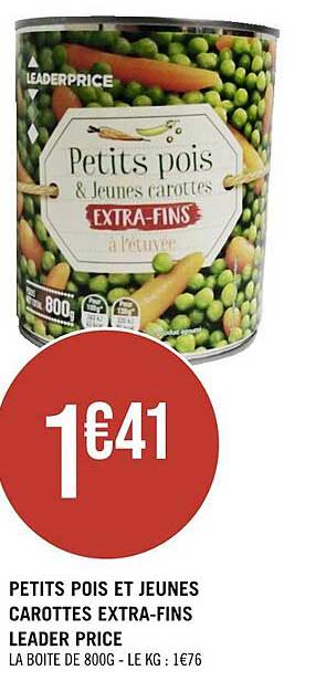 petits pois et junes carottes extra-fins leader price